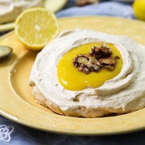 Gluten Free Upside Down Lemon Meringue Tart on plate